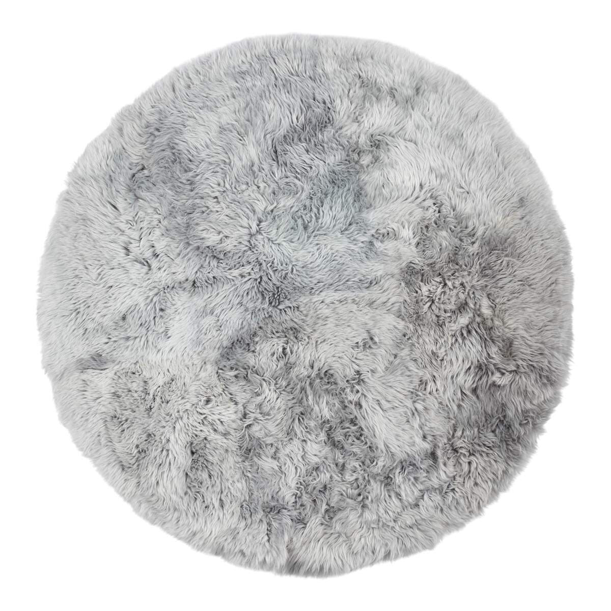 Langharig Schapenvacht Design Vloerkleed | Ø140 cm Licht Grijs