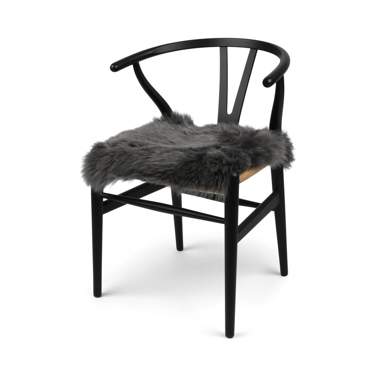 Schapenvacht Stoel Cover | Langharig | 40x40 cm Staal Grijs