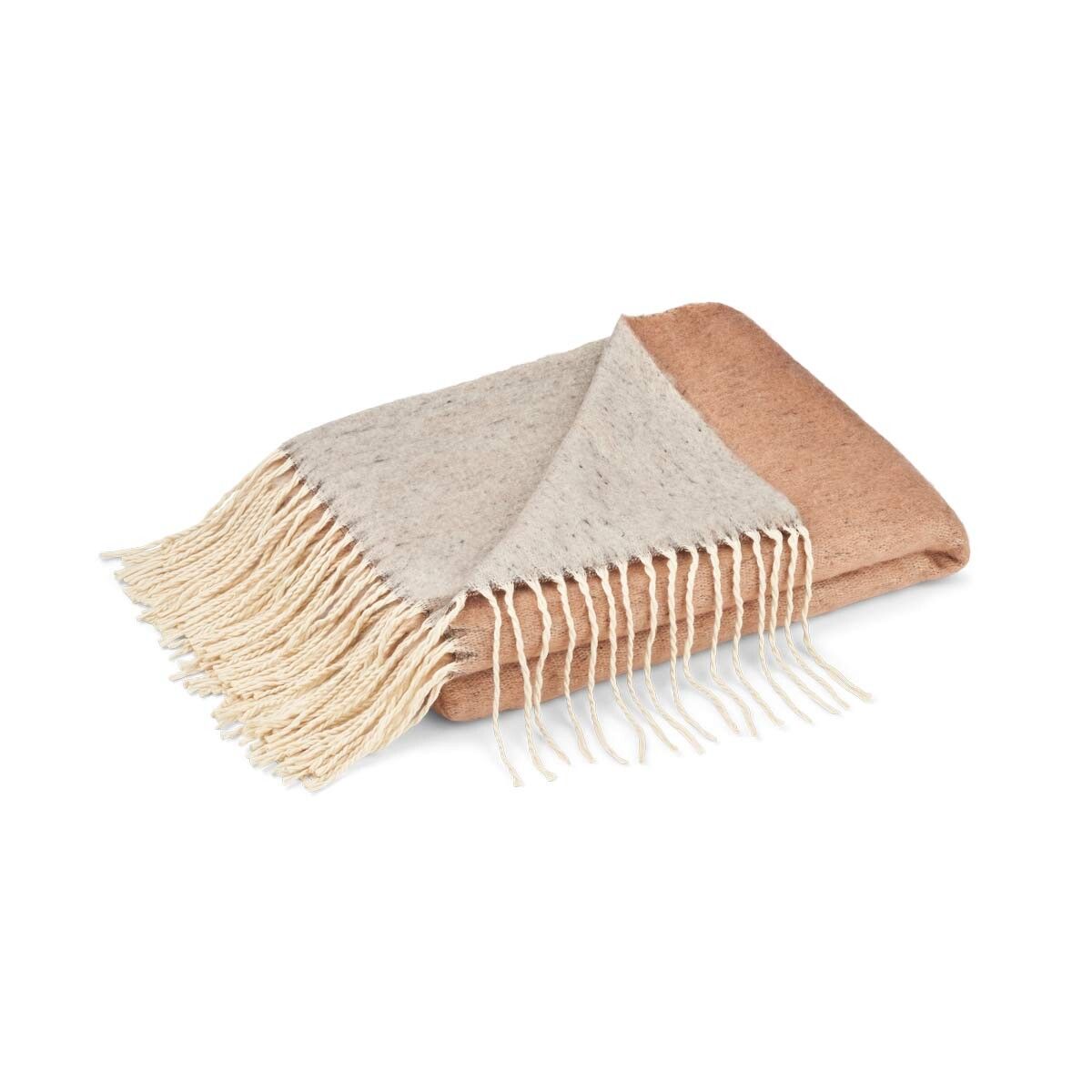 Plaid van Mohairwol Tweezijdig | 130x170 cm Roest/Grijs