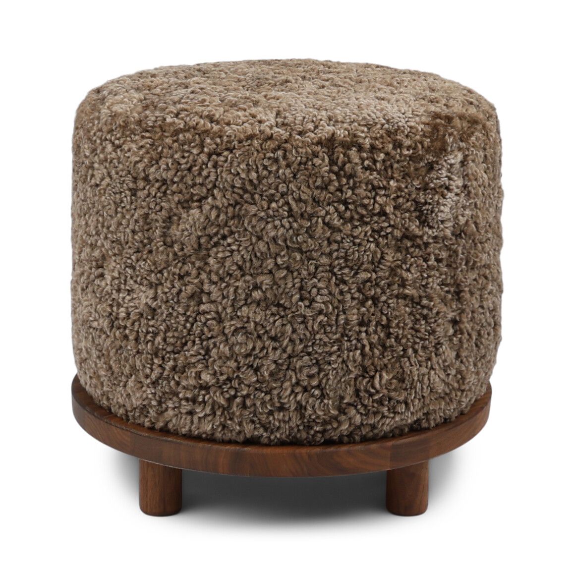 Simon Poef | Kortharige Schapenvacht | D46xH42 cm Taupe