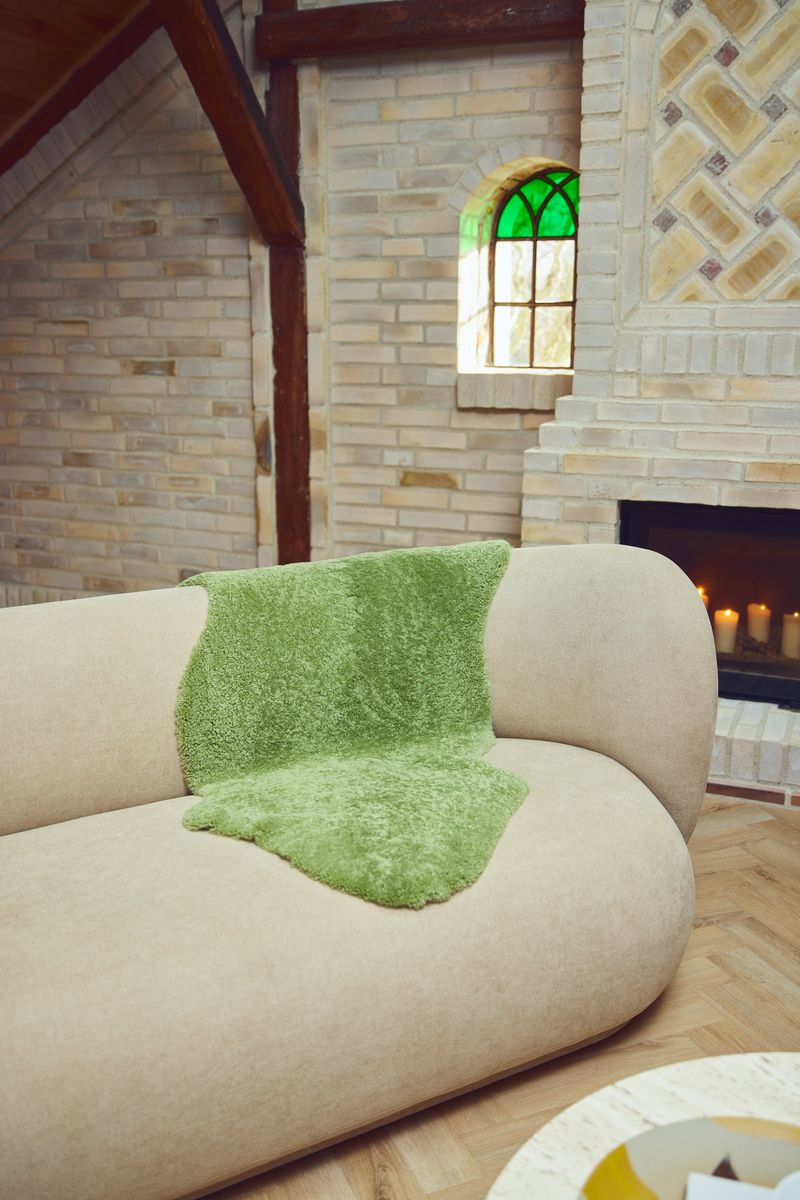 Nieuw-Zeelandse schapenvacht | Curly Kortharig | 100 cm Salie Groen