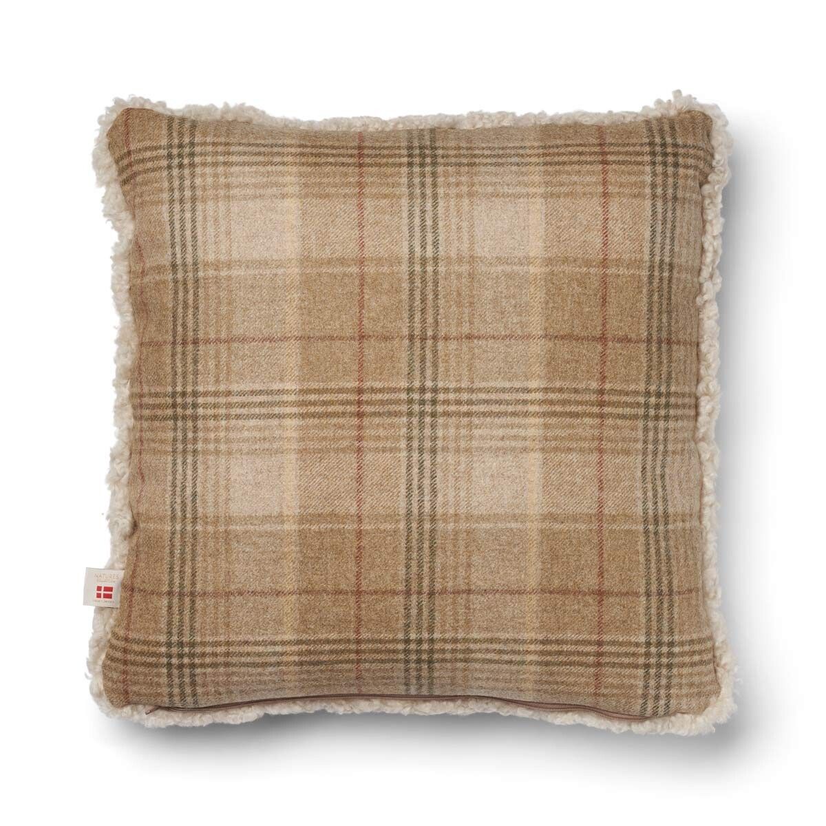 Eenzijdig Schapenvacht Kussen | KW | 52x52 cm Zand-Beige/Parel