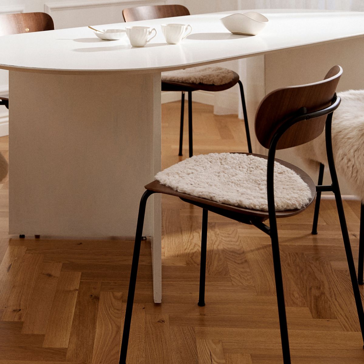 Schapenvacht Stoel Cover | Kortharig | Ø34 cm Maanlicht