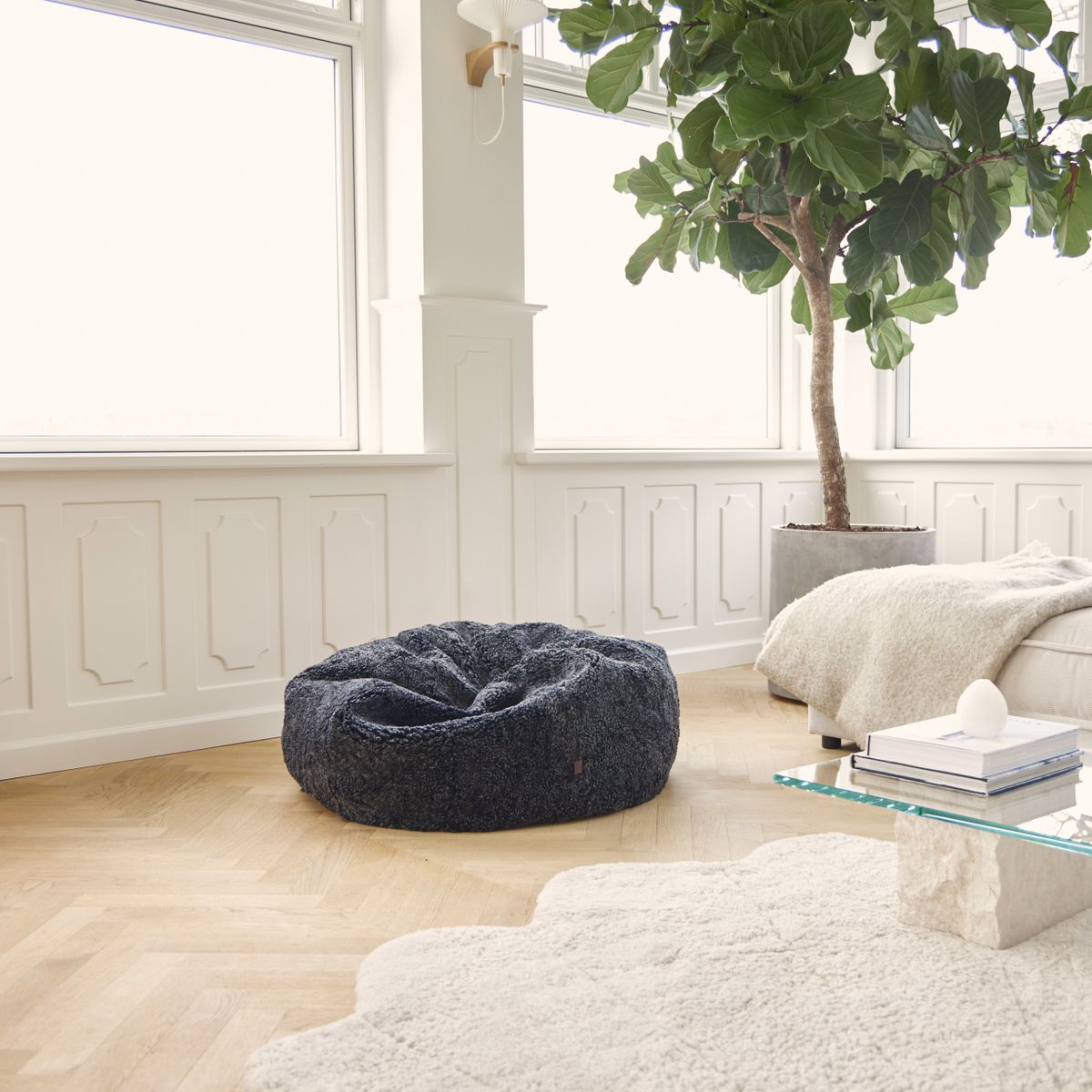 Zitzak | Korte Wol | Medium | Large Antraciet Grijs