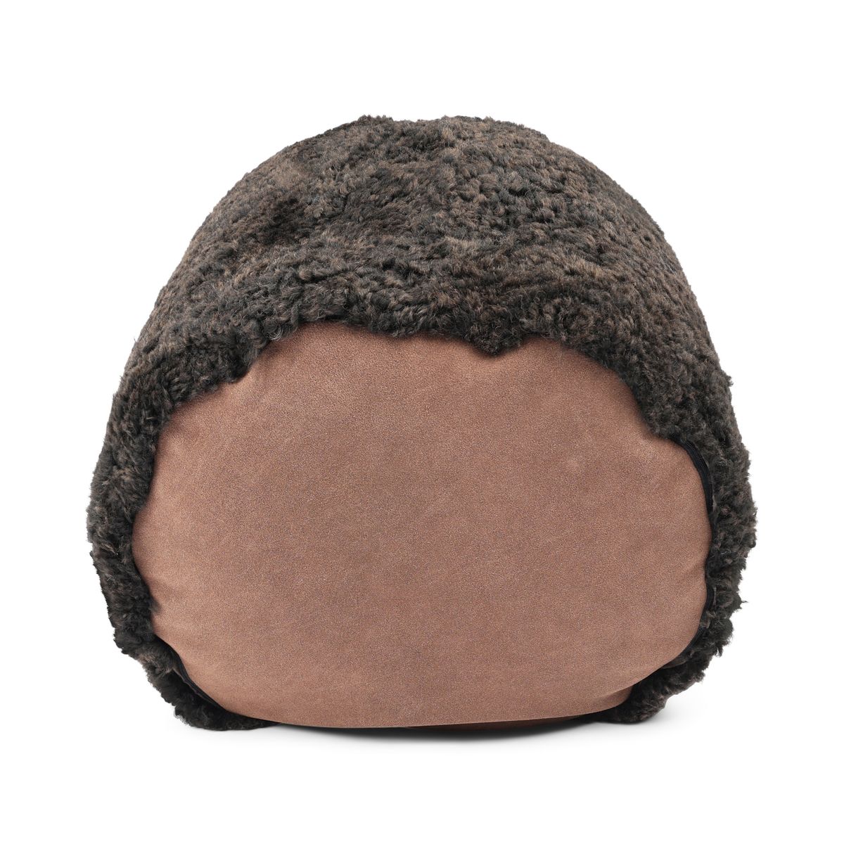 Kortharige Curly Schapenvacht Poef Chocolade
