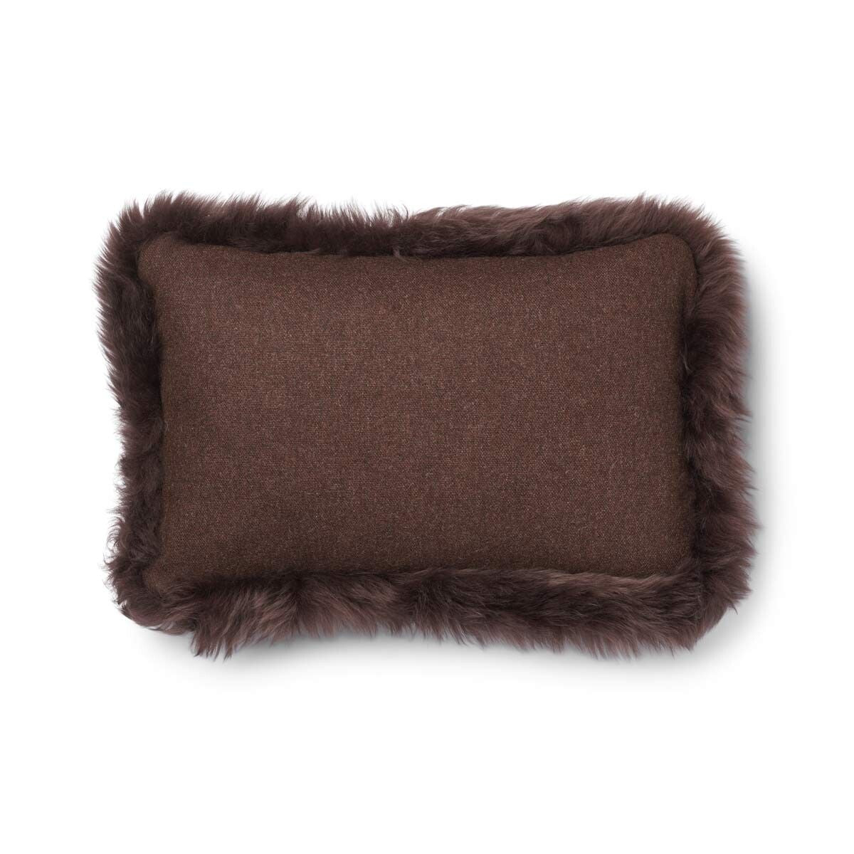 Wollen Kussen | LW rand | 52x52 cm | 34x52 cm Bruin/Chocolade