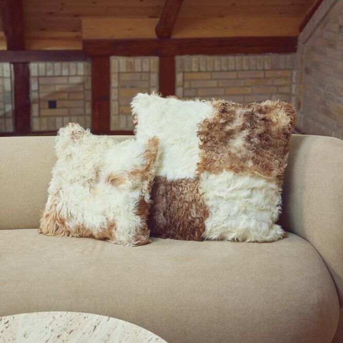 Toscana Lam Kussen | Dubbelzijdig Zwart/Wit Mix