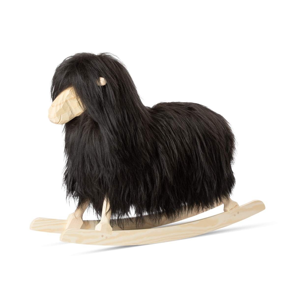 Schommelschaap | IJsland Langharig | L85xW25xH60 cm Natuurlijk Zwart
