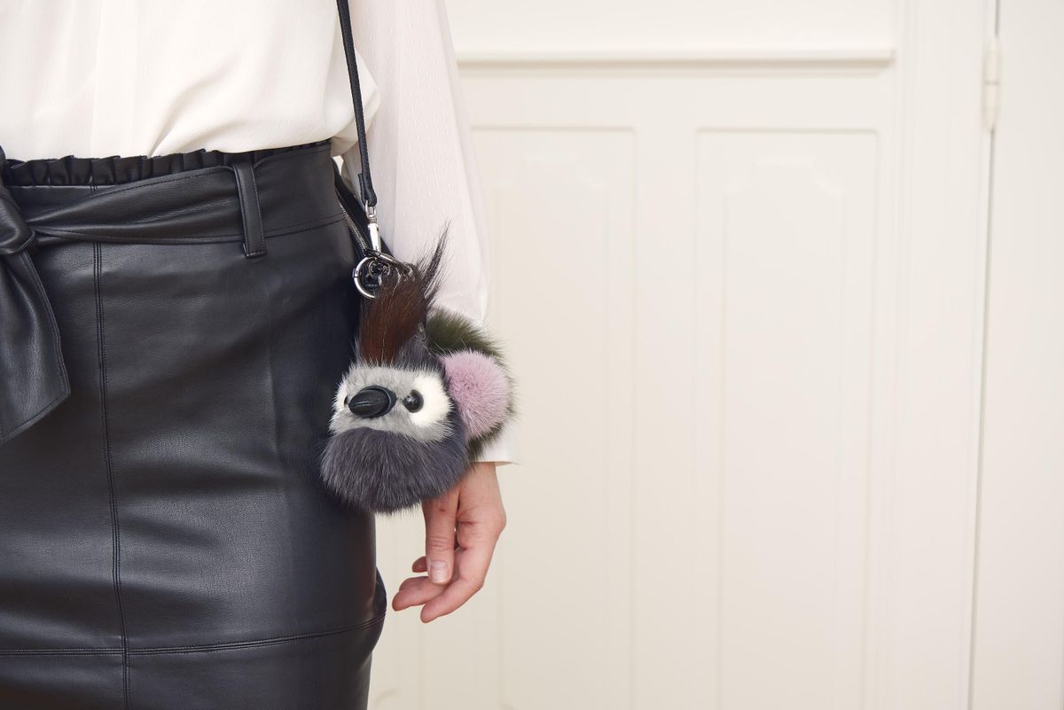 Pompon Sleutelhanger Licht Paars