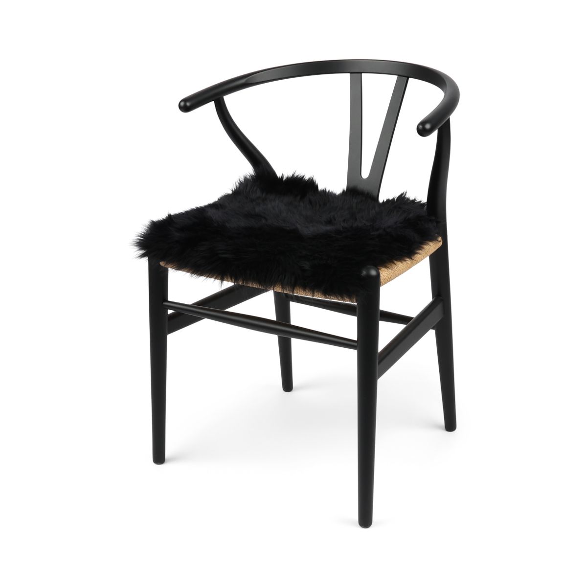 Schapenvacht Stoel Cover | Langharig | 40x40 cm Zwart