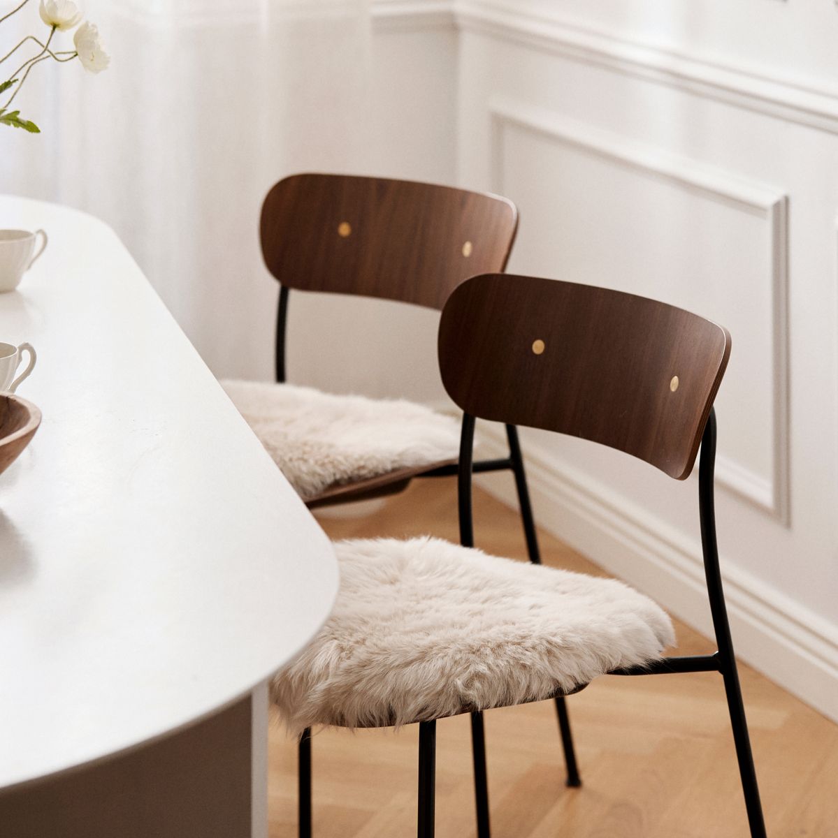 Langharige Schapenvacht Stoel Cover | Ø38 cm Aubergine