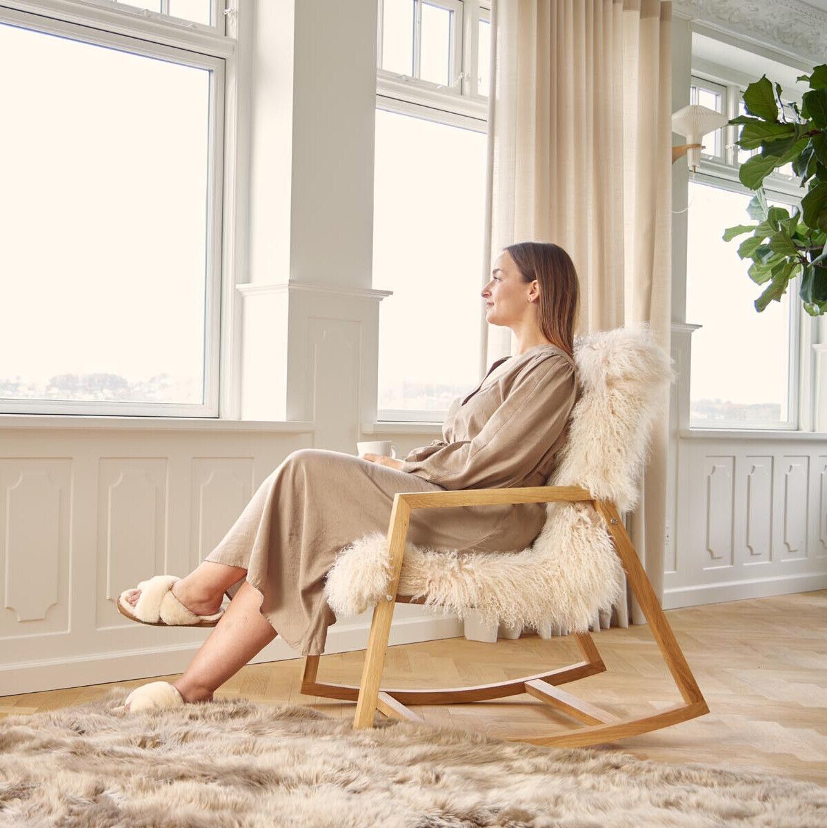 Schommel Stoel  Eik Natuurlijke Olie