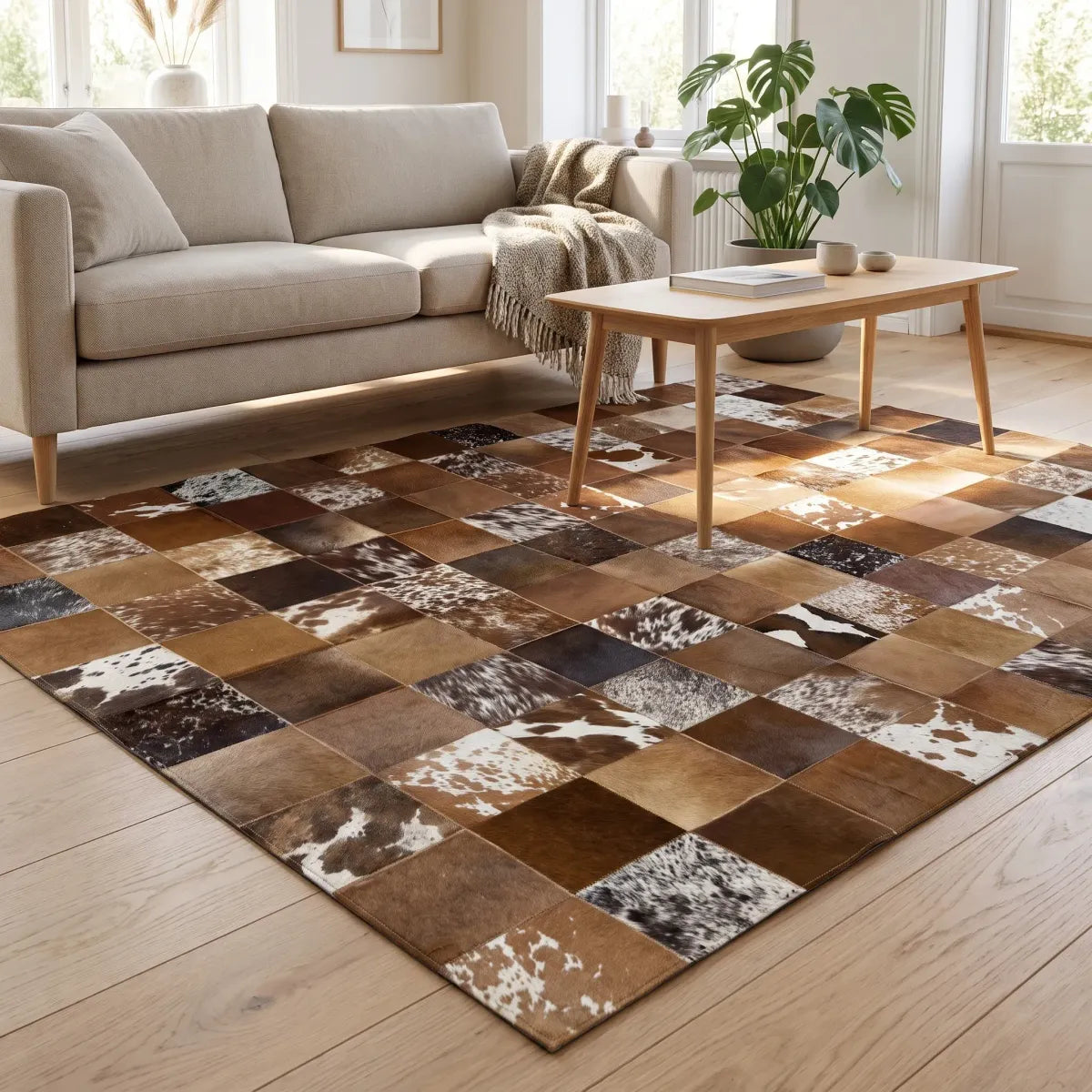 Design vloerkleed van koeienhuid | Brazilië | 200 x 200 cm