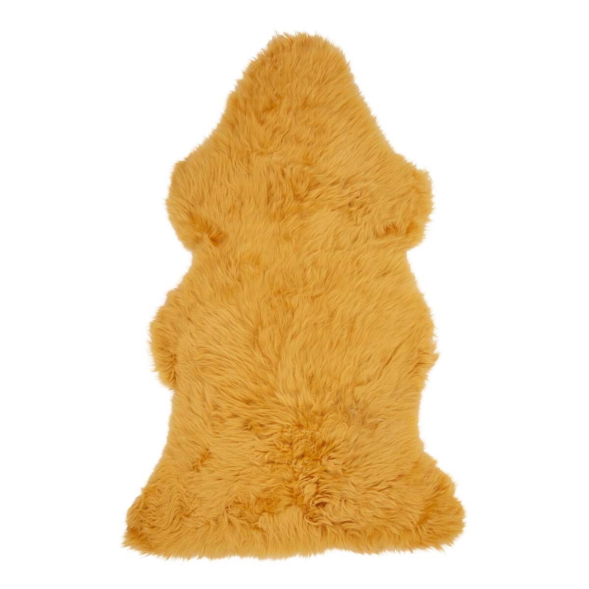 Premium Kwaliteit | Nieuw- Zeelandse schapenvacht | Langharig | 115 x 60 cm Keizerlijk Geel