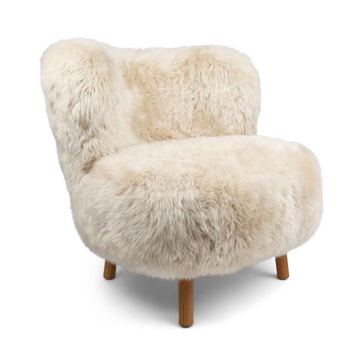 Ethan Puffy Loungestoel | Langharige Schapenvacht Linnen