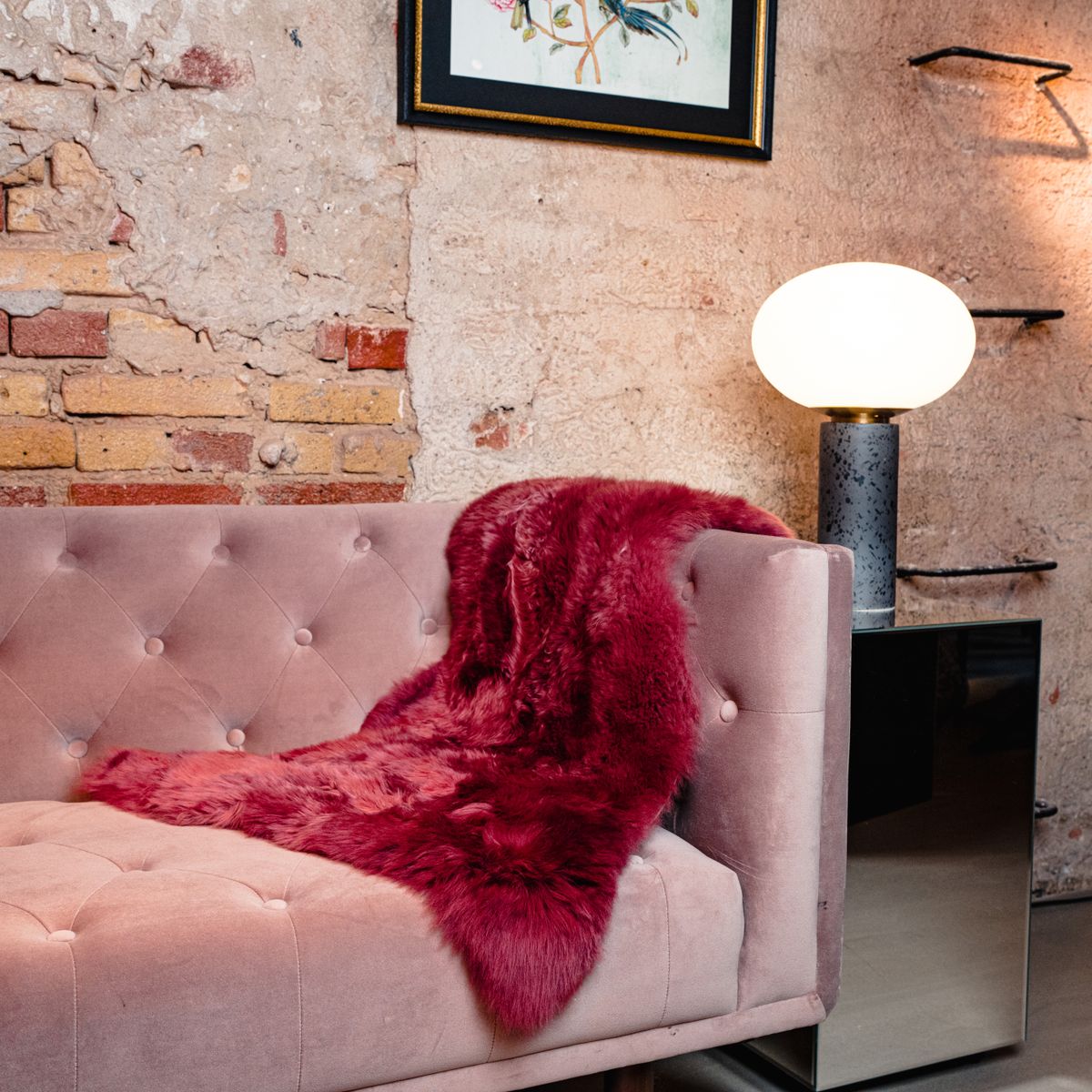 Merino Schapenvacht | Nieuw-Zeeland | Gekleurd | Langharig | 90 cm Blauw