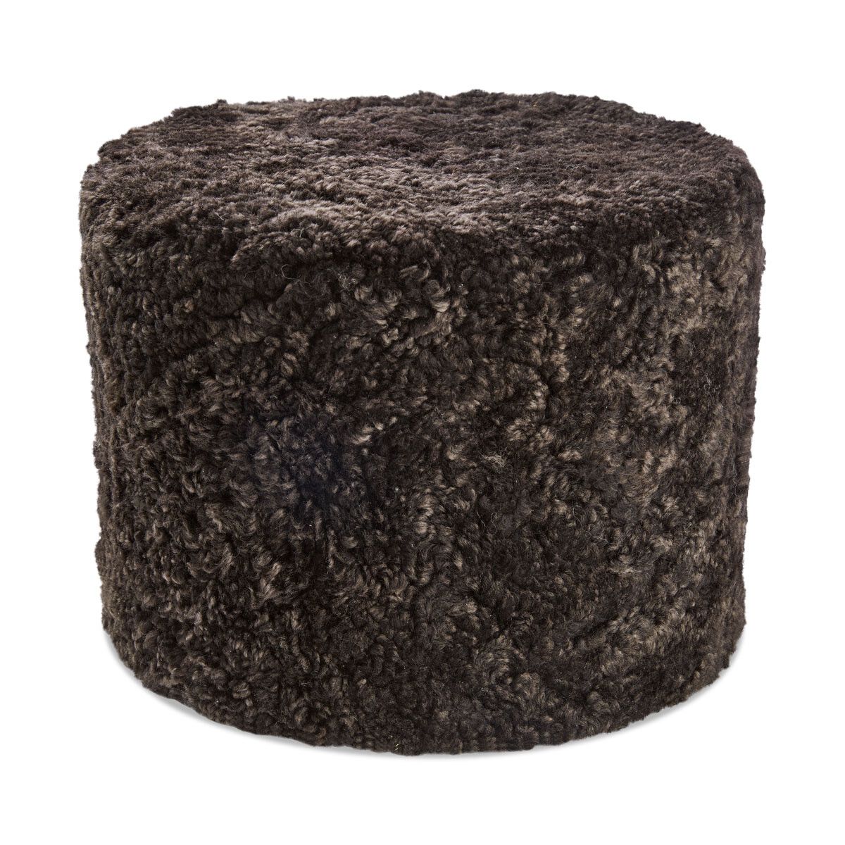 Kortharige Curly Schapenvacht Poef Cappuccino