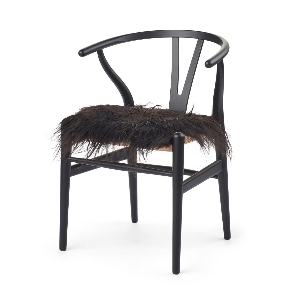 Langharige Schapenvacht Stoel Cover | 40x40 cm Natuurlijk Zwart