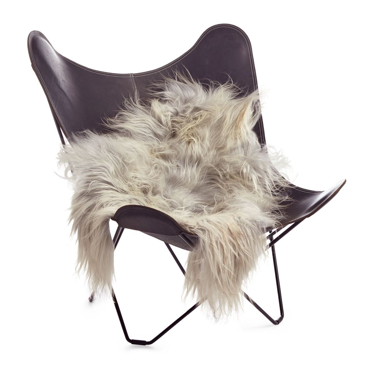 IJslandse Schapenvacht | Langharig | 100-120 cm Natuurlijk Licht Grijs