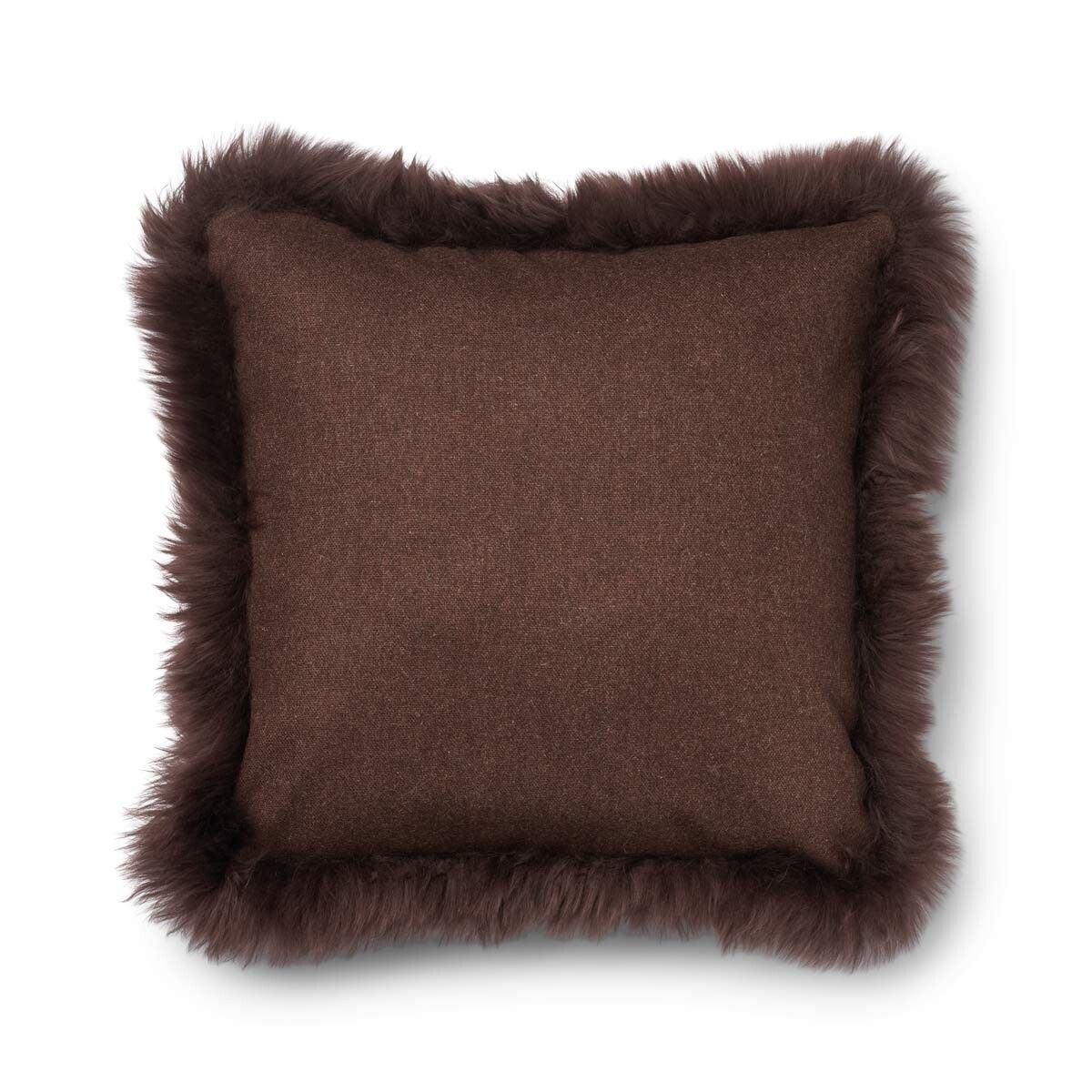 Wollen Kussen | LW rand | 52x52 cm | 34x52 cm Bruin/Chocolade