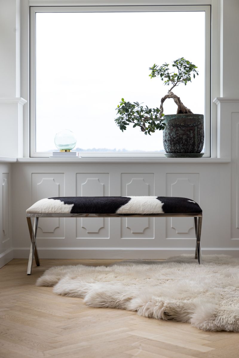 Bank van Koeienhuid Zout/Peper/Zwart/Wit