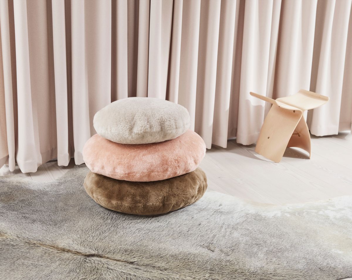 Scandinavisch Fluweel Kussen | Ø45 cm Grijs Zand