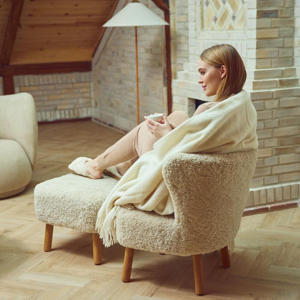 Emily Loungestoel | Kortharige Schapenvacht Antraciet Grijs