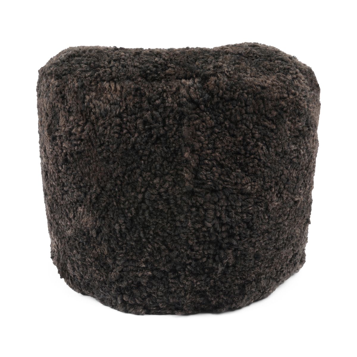 Kortharige Curly Schapenvacht Poef Chocolade