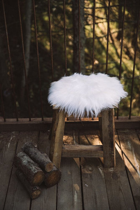 Langharige Schapenvacht Stoel Cover 2 Pack | Ø35 cm Zwart