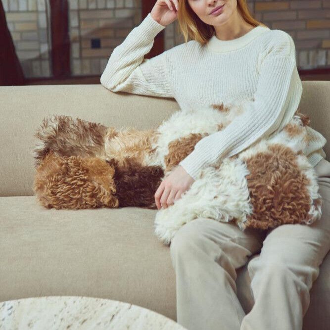 Toscana Lam Kussen | Dubbelzijdig Zwart/Wit Mix