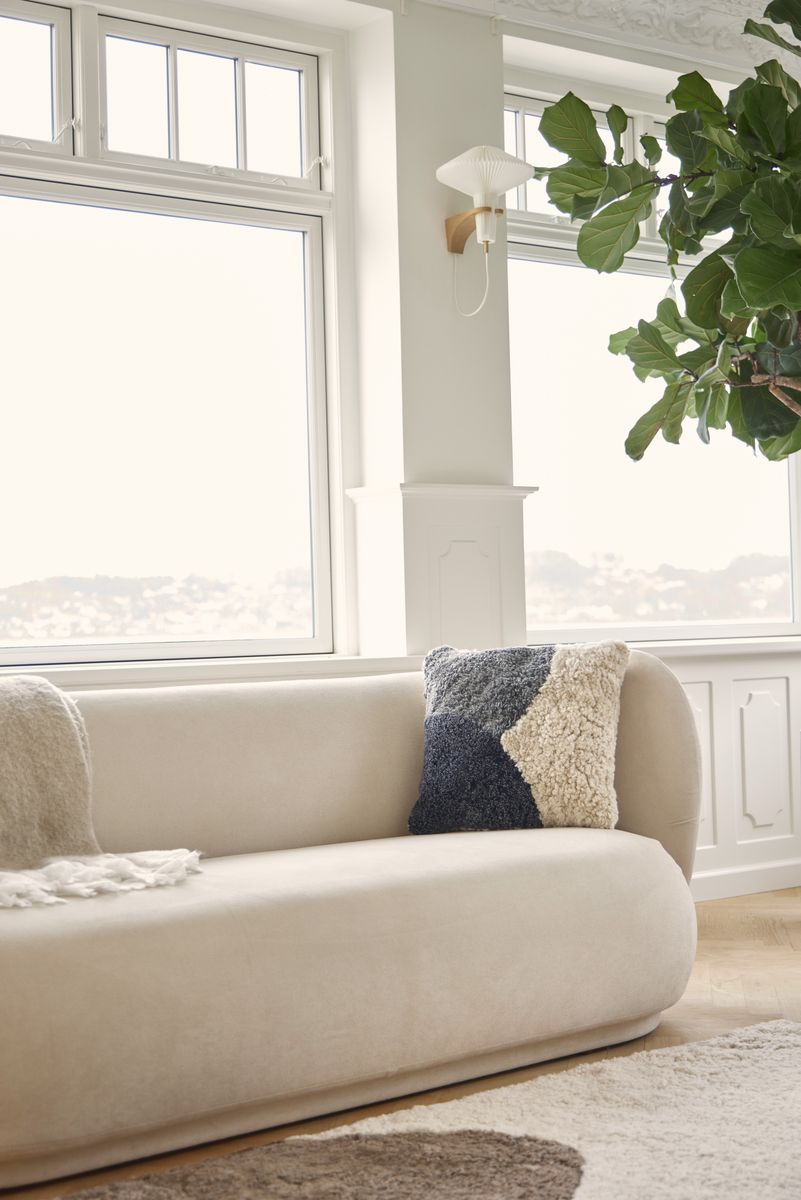 Kortharig Schapenvacht Kussen | Dubbelzijdig | 46x46 cm Antraciet/Parel/Grafiet