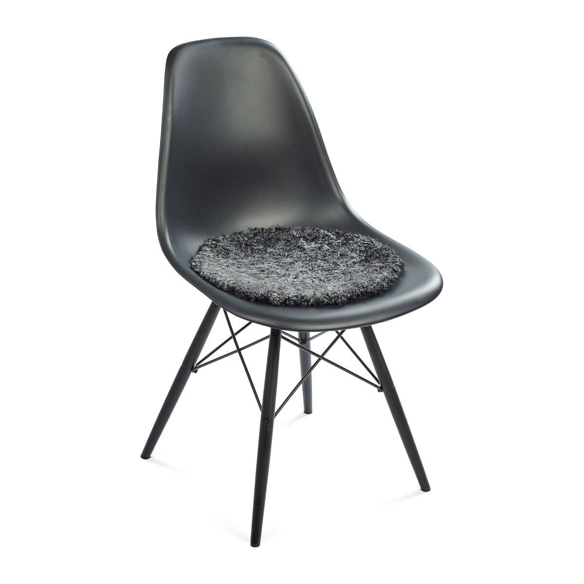 Kortharige Schapenvacht Stoel Cover | Ø38 cm Antraciet Grijs