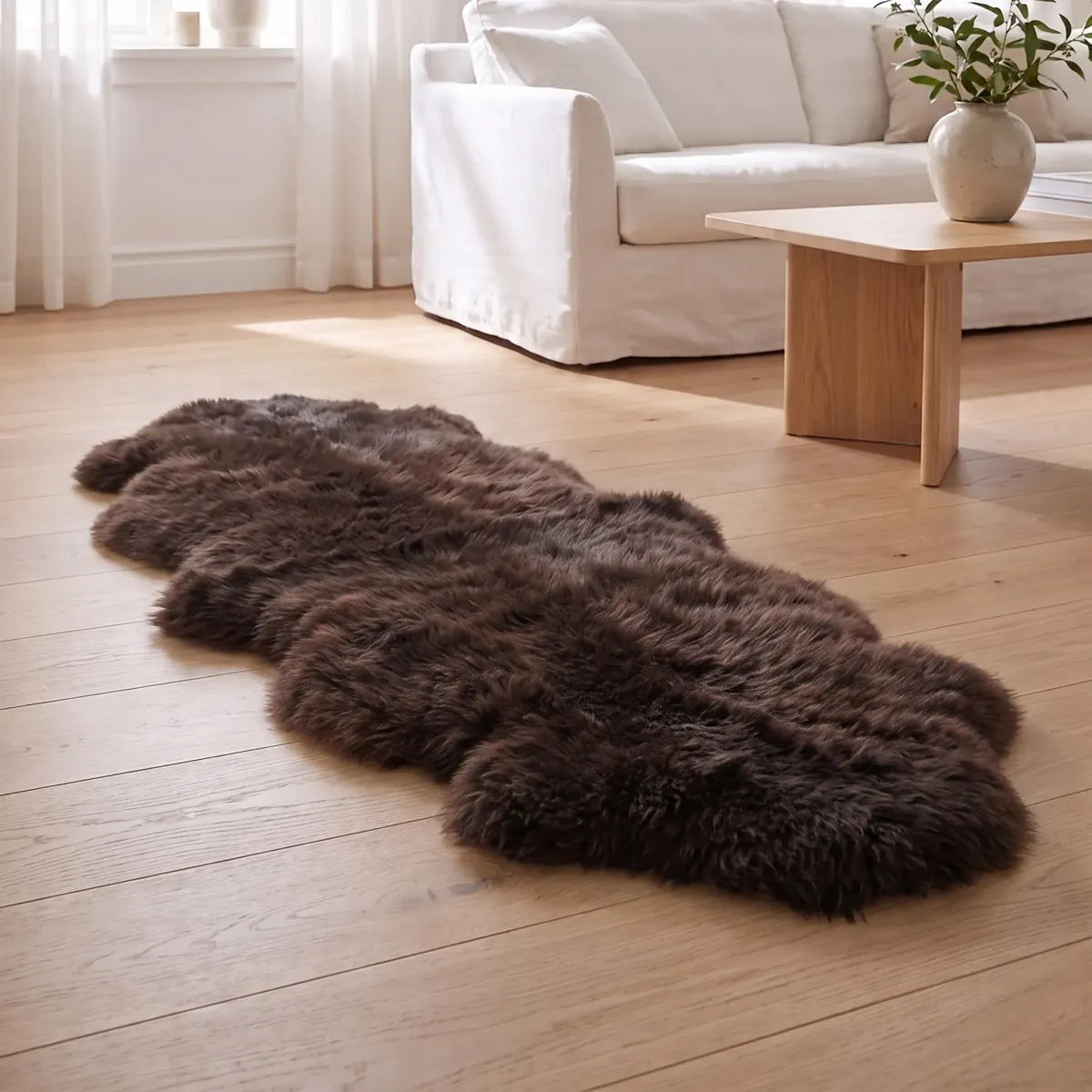 Merino Dubbele Schapenvacht | Langharig | 170x60 cm Chocolade