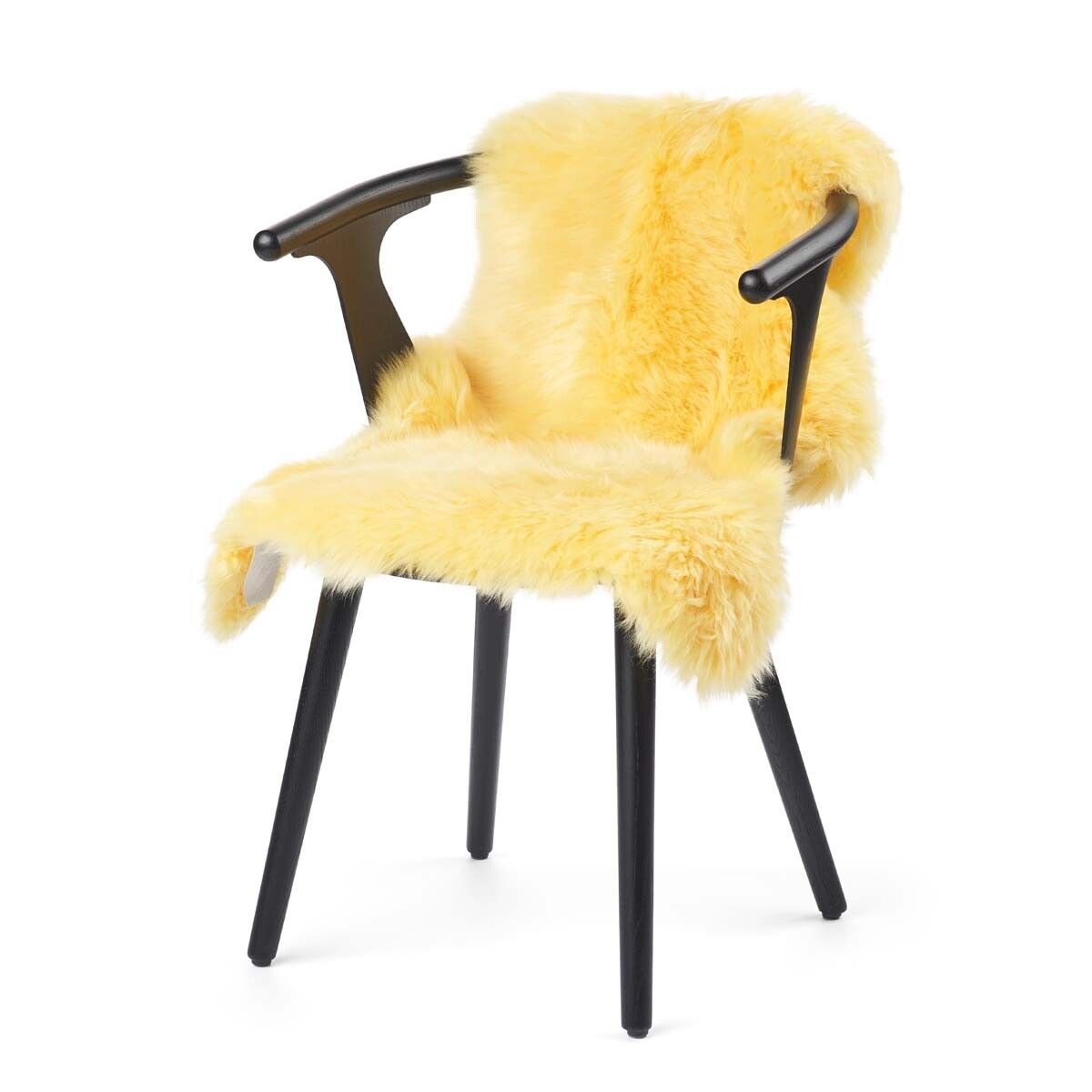 Premium | Nieuw- Zeelandse schapenvacht | Langharig | 90 cm Citroen geel