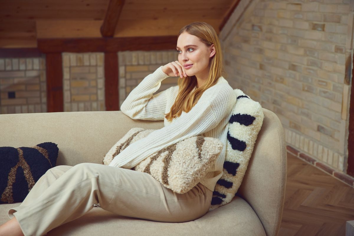 Zebra Kussen | Dubbelzijdig | 60x60 cm Ivoor/Zwart