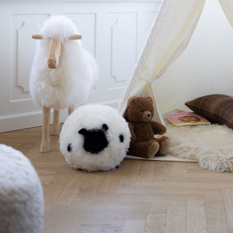 Schattig Schapen Kussen | Ø28 cm Beige/Wit