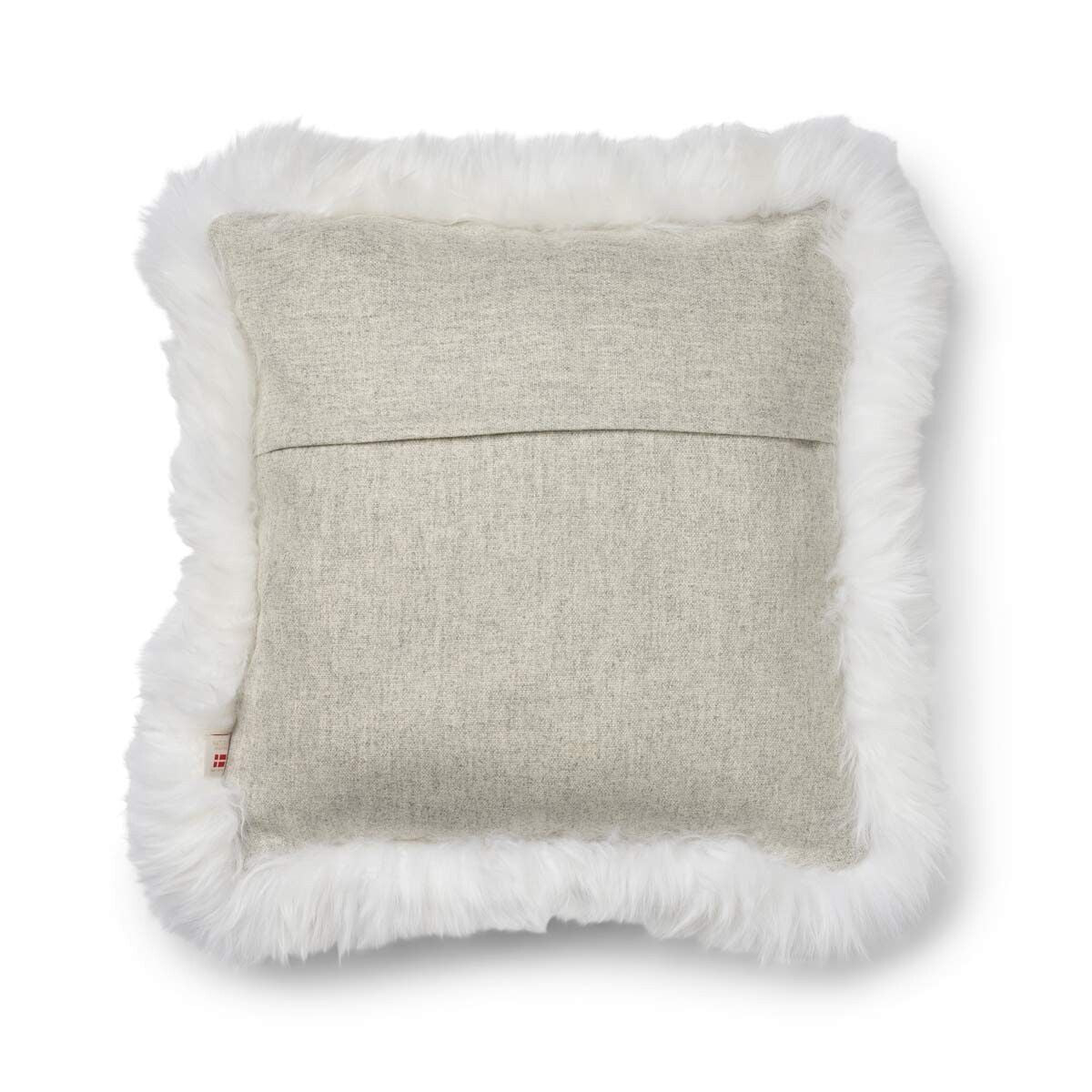 Wollen Kussen | LW rand | 52x52 cm | 34x52 cm Zilver/Ivoor
