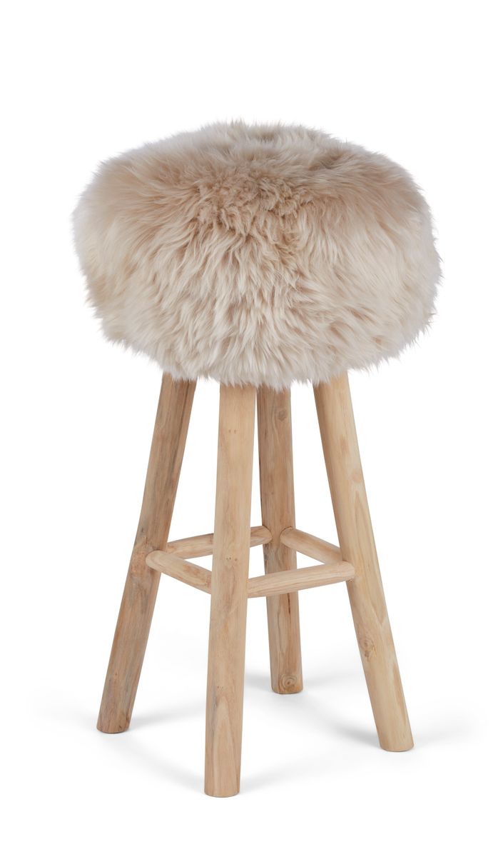 Premium Seat Cover | Long Wool | New Zealand | Ø34cm Linnen