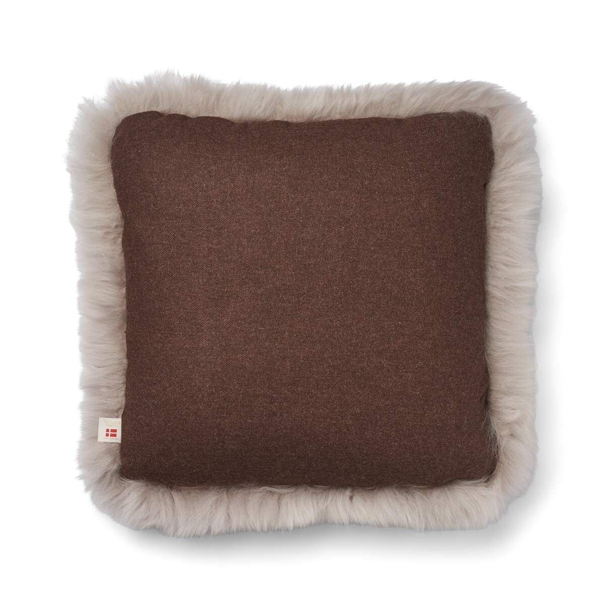 Langharig Schapenvacht Kussen | 52x52 cm | 34x52 cm Bruin/Duif