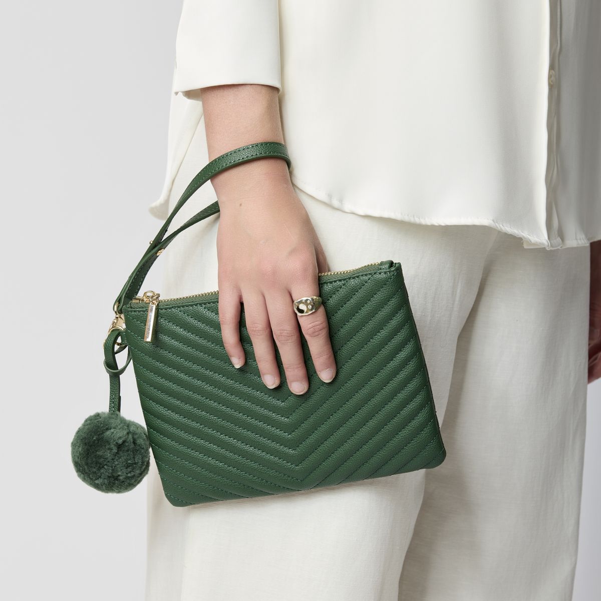 Helene Clutch Tas Antiek Groen