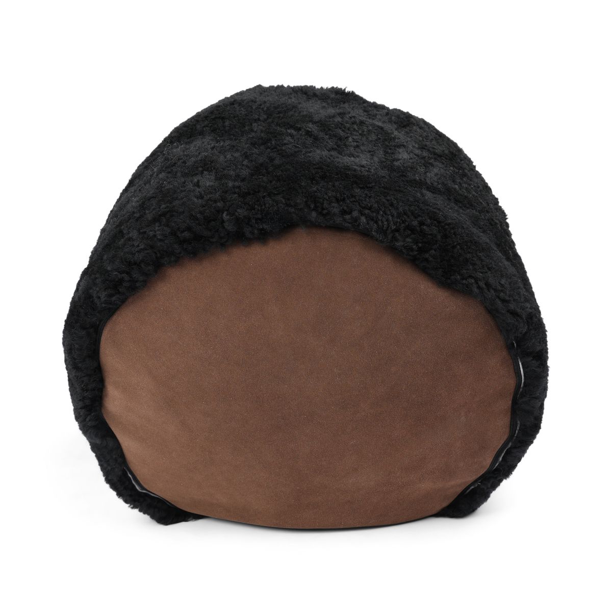 Kortharige Curly Schapenvacht Poef Zwart
