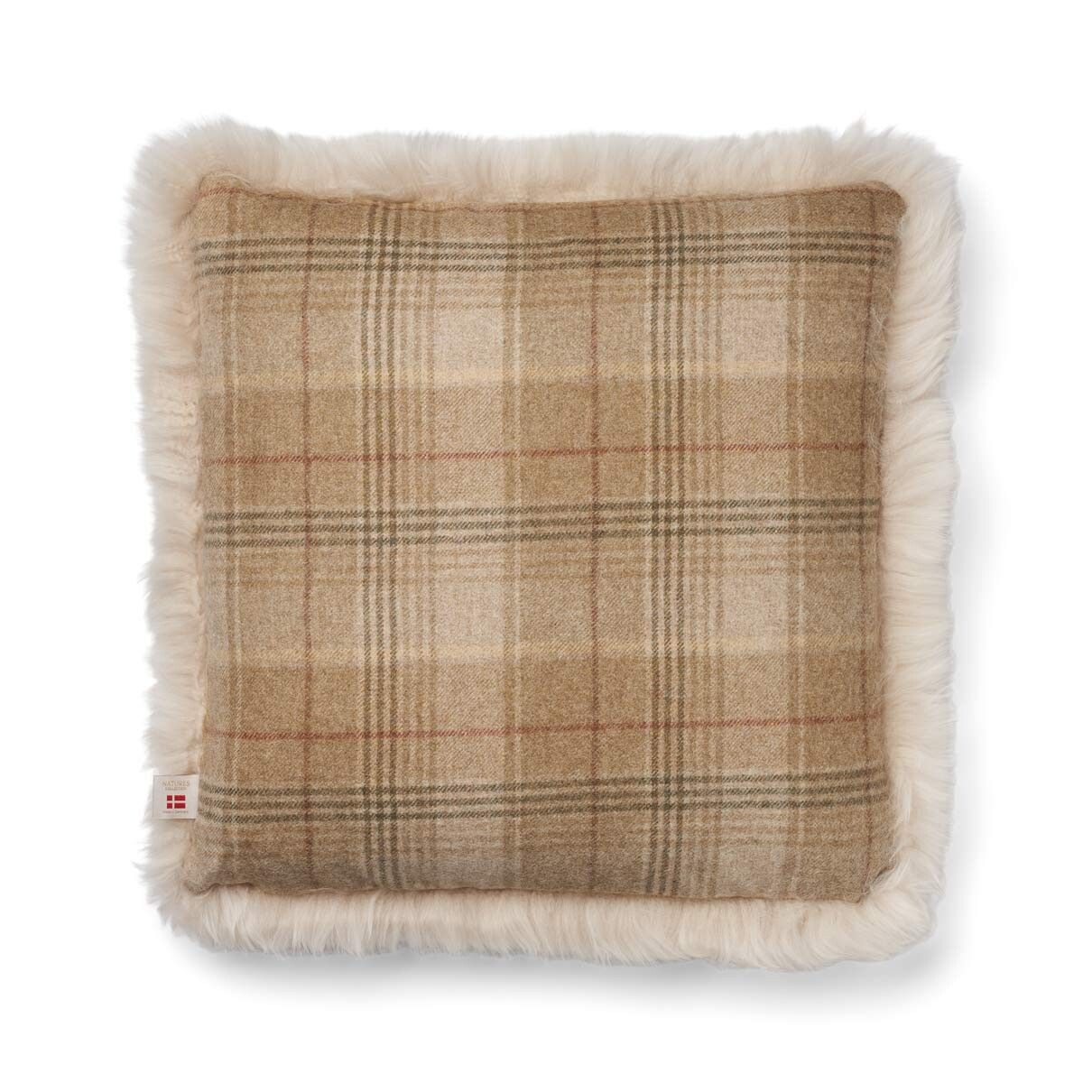 Eenzijdig Schapenvacht Kussen | LW | 52x52 cm | 34x52 cm Zand-Beige/Linnen