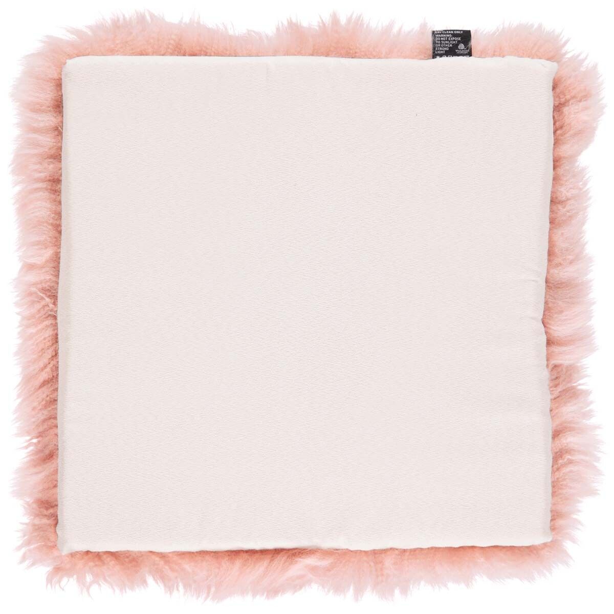 Langharig Schapenvacht Stoel Kussen | Met Vulling | 37x37 cm Roze