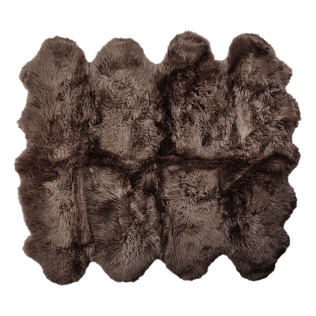 Premium | Nieuw- Zeelandse schapenvacht | Langharig | Kleed 180x214 cm Walnoot bruin