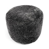 Kortharige Curly Schapenvacht Poef Antraciet Grijs