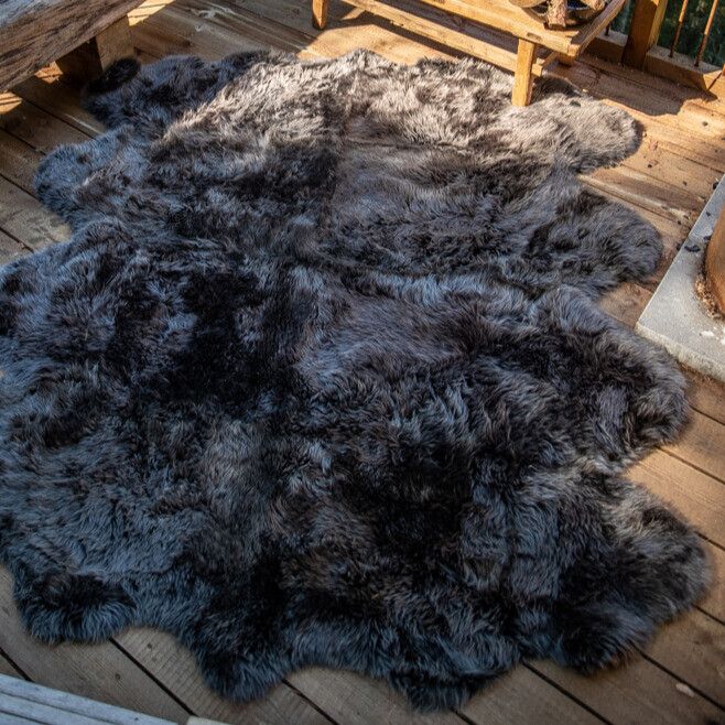 Premium | Nieuw- Zeelandse schapenvacht | Langharig | Kleed 180x214 cm Zwart