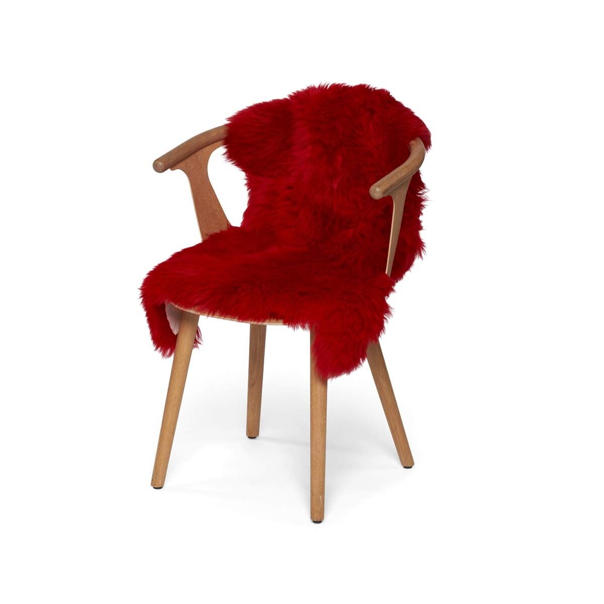Merino Schapenvacht | Nieuw-Zeeland | Gekleurd | Langharig | 90 cm Rood