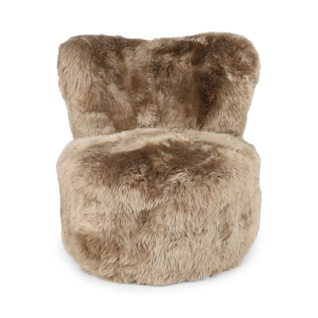 Skandi Ronde Loungestoel | Langharige Schapenvacht Taupe