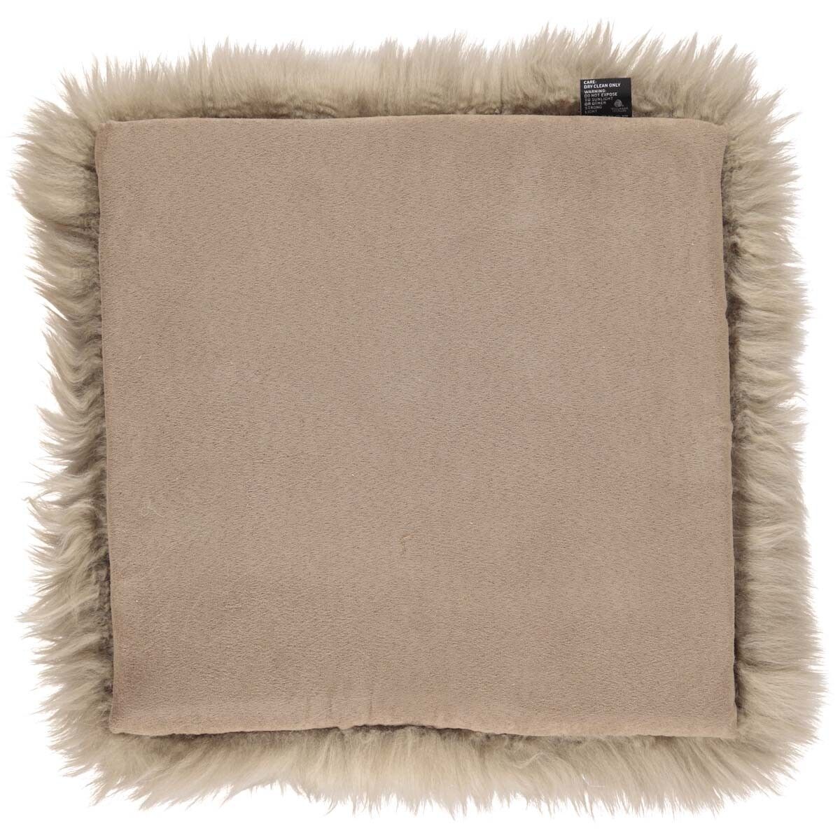 Langharig Schapenvacht Stoel Kussen | Met Vulling | 37x37 cm Taupe