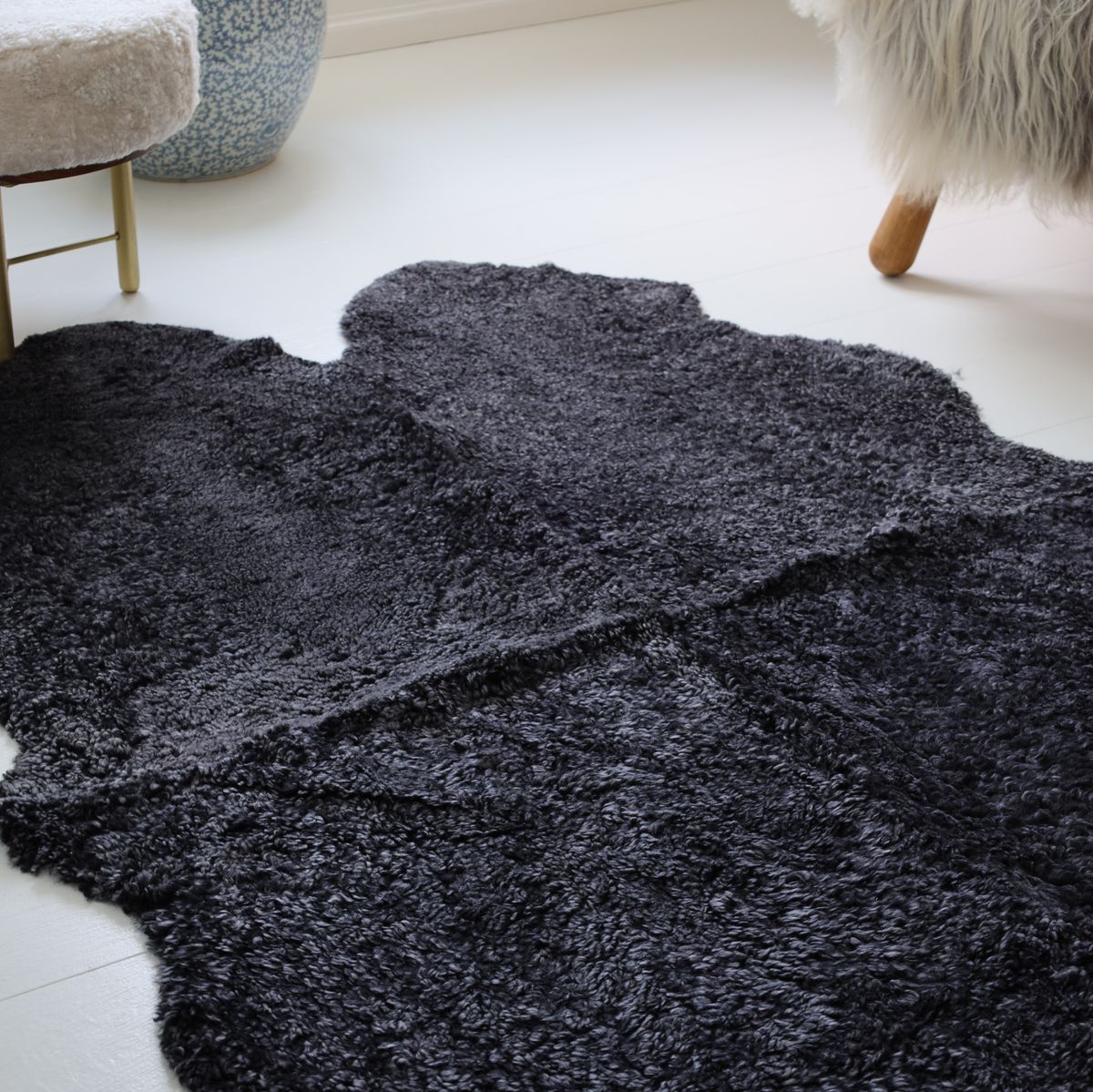 Premium | Nieuw- Zeelandse schapenvacht | Kortharig | Kleed 180x110 cm Antraciet Grijs